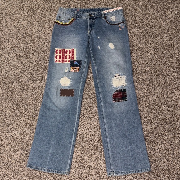 Free People Denim - Vintage Free People Embroidered & Patchwork Distressed Blue Jeans